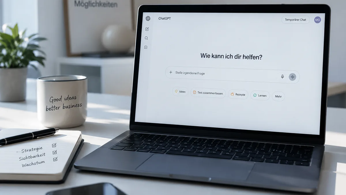 ChatGPT auf einem Laptop (mit KI erstellt)