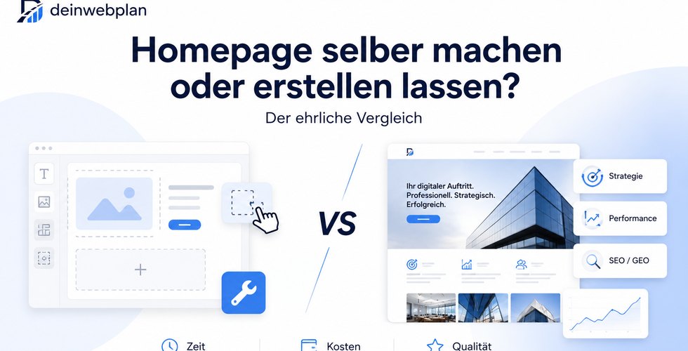 Laptop mit Homepage-Baukasten neben professionellem Webdesign