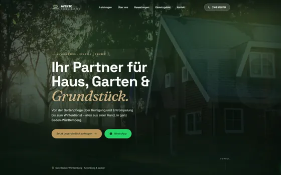 Website AVENTO Haus und Garten