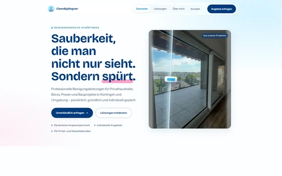 Website CleanByWagner Gebäudereinigung Nürtingen