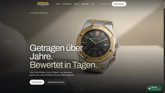 Website FAIRDEAL Germany Luxusuhren