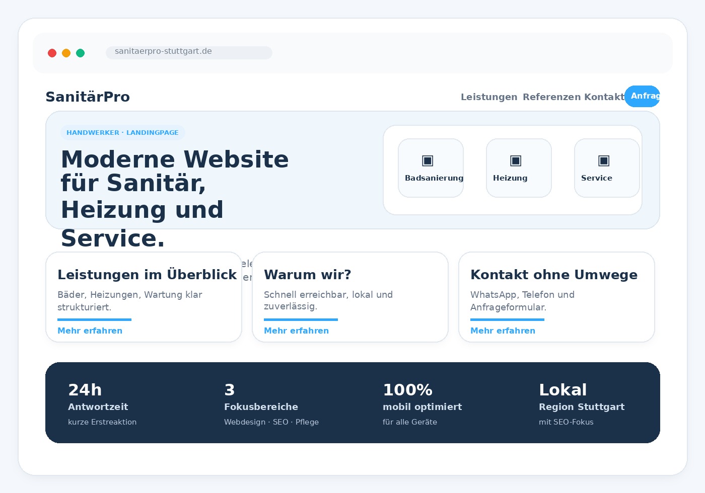 Website-Konzept für Handwerker