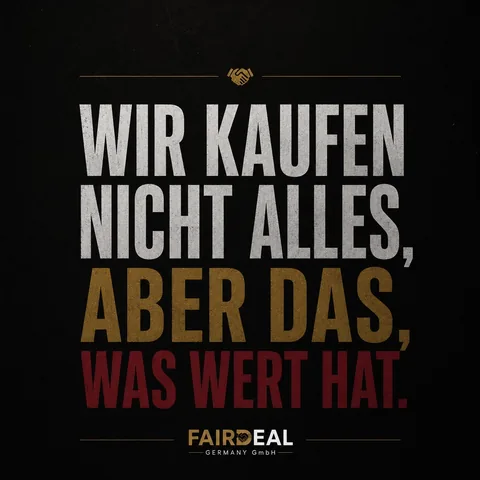 Typografischer Beitrag für FAIRDEAL Germany: „Wir kaufen nicht alles, aber das, was Wert hat.“