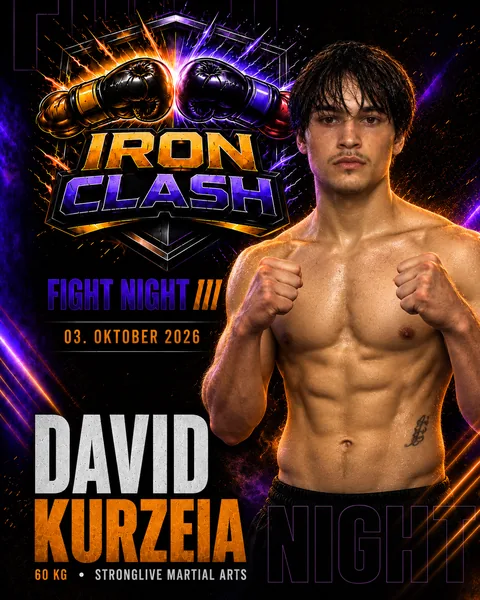 Fight-Night-Poster für Iron Clash mit Kämpfer David Kurzeia