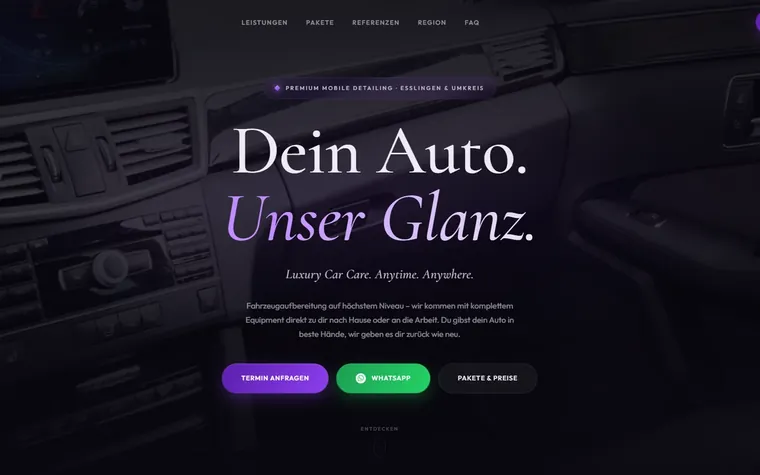 Royal Shine PM — Website für Fahrzeugaufbereitung
