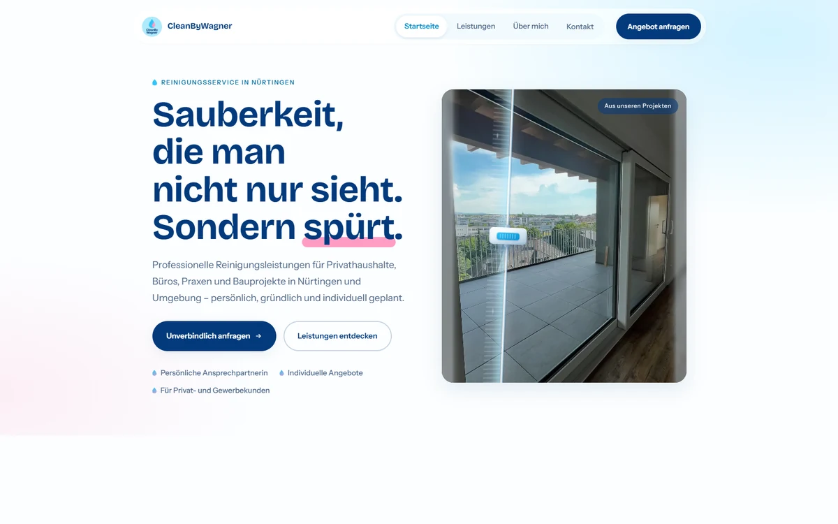 CleanByWagner — Website für Gebäudereinigung in Nürtingen