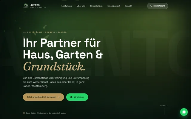 Website von AVENTO Haus & Garten auf dem Laptop
