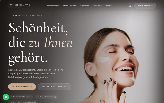 Website von CT Beauty & Aesthetics auf dem Laptop