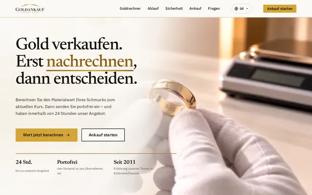 Website von Goldankauf Luxury GmbH auf dem Laptop