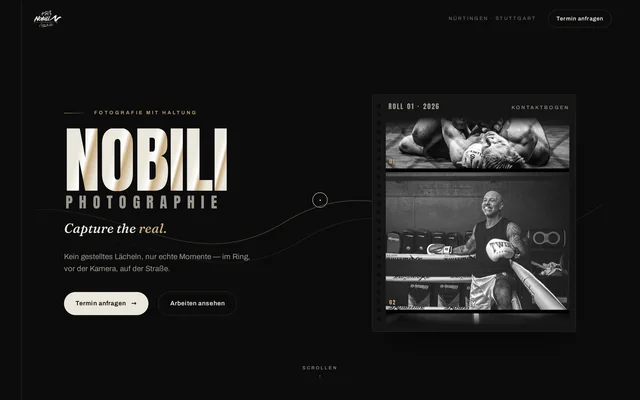 Website von Nobili Photographie auf dem Laptop
