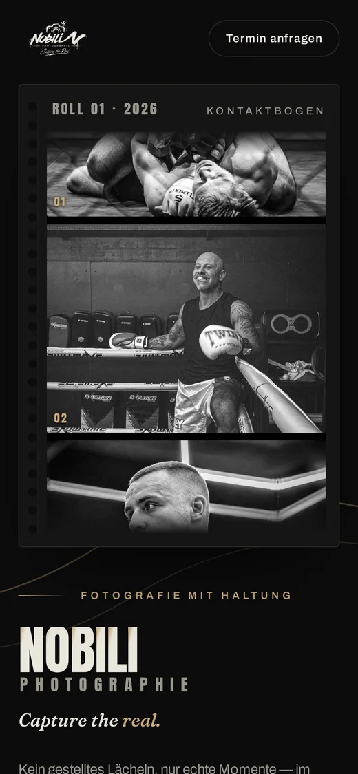 Website von Nobili Photographie auf dem Smartphone