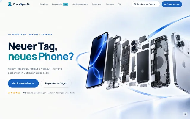 Website von PhoneXpert24 auf dem Laptop