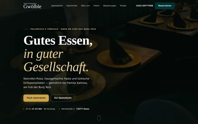 Website von Restaurant Gwölble auf dem Laptop