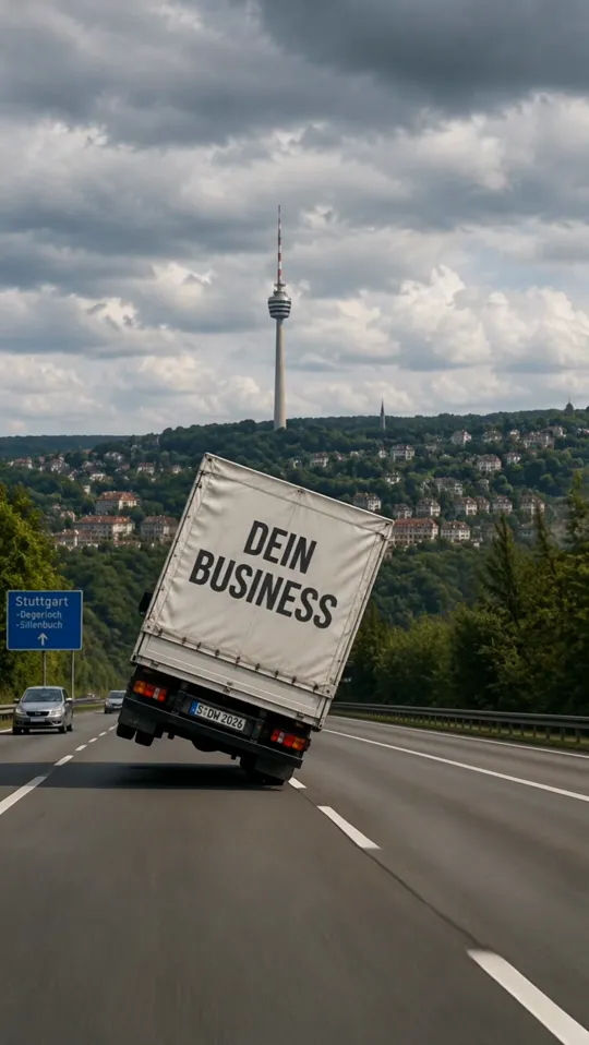 Vorschaubild: Werbespot für deinwebplan: Lkw „Dein Business“ wird überholt (mit KI erstellt)