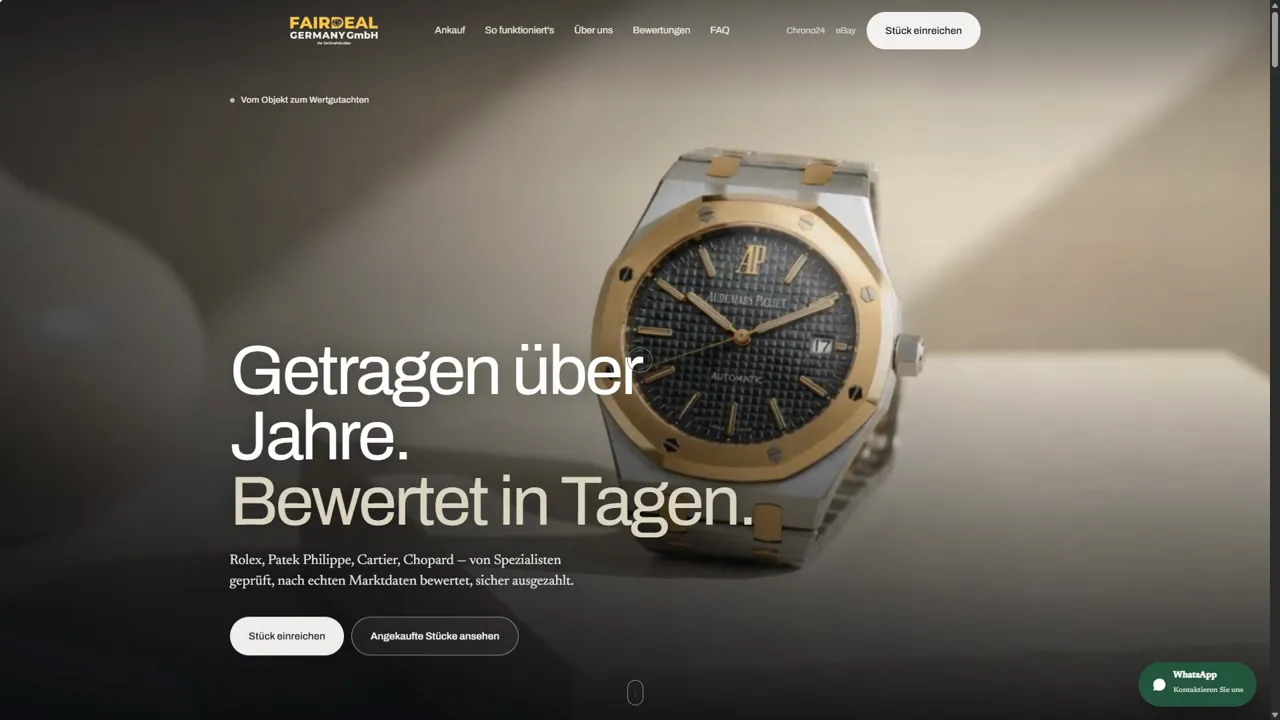 Startseite von FAIRDEAL Germany, Ankauf für Luxusuhren
